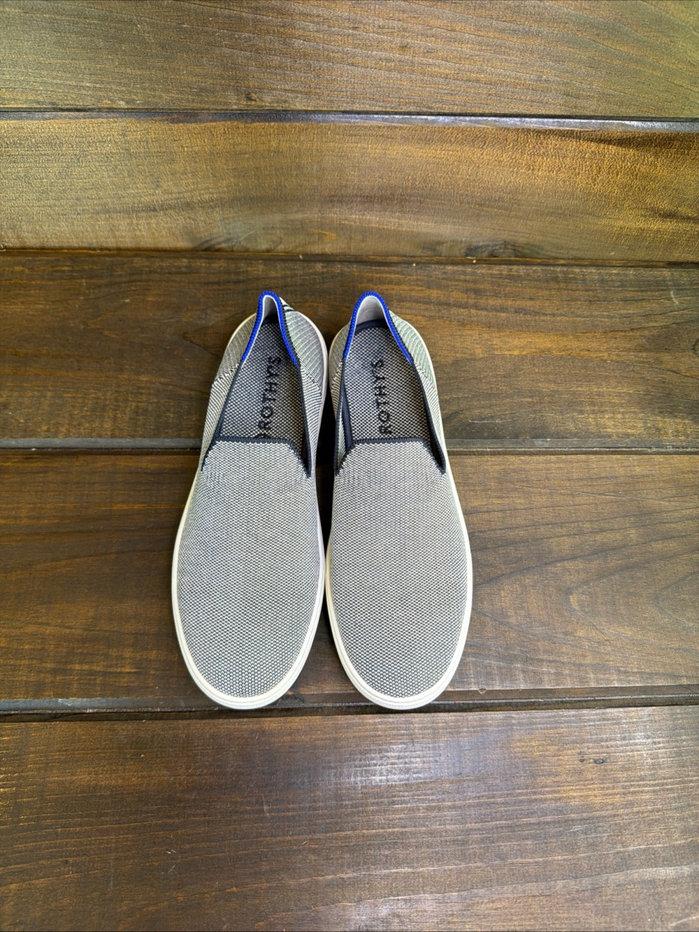 Rothy’s The Original Slip On Knit Sneakers in Anchor Navy Blue & White Wmn Sz 9